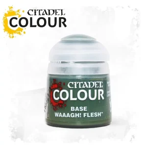 Citadel Base Waaagh! Flesh 12ml: verde perfecto para piel de Orkos en Warhammer. Cobertura sólida, ideal como color base para miniaturas de Warhammer 40K y Age of Sigmar.