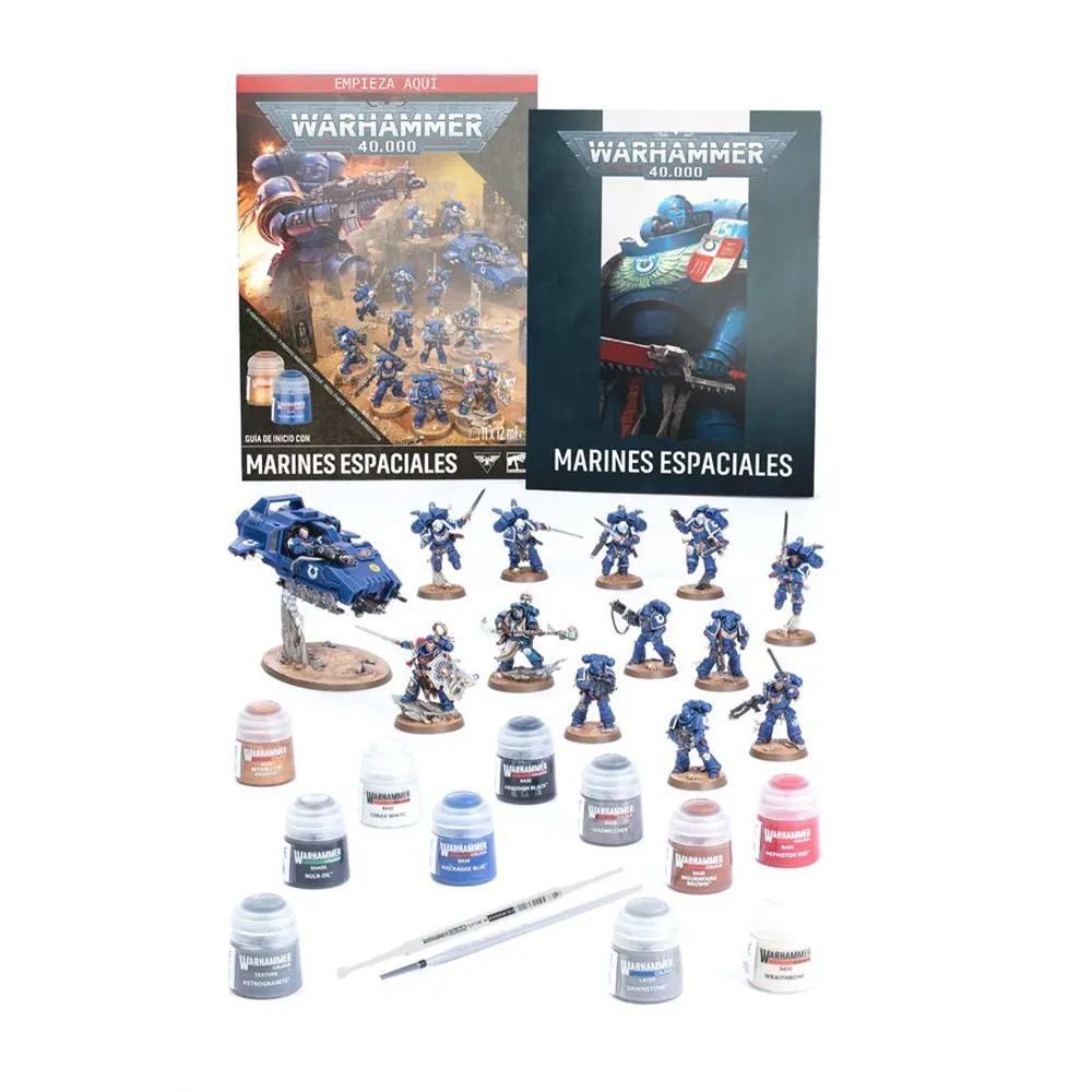 Portada warhammer 40.000: guía de inicio con marines espaciales